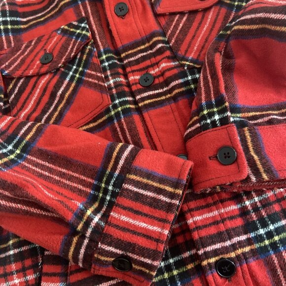 Frank And Oak Men S Wool Blend Red Buffalo Plaid Shacket Button Jacket Heavy - Picture 5 of 9